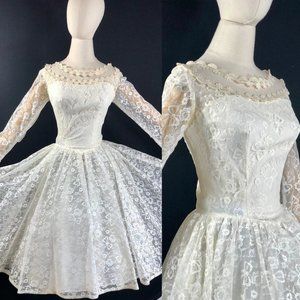 length white lace wedding dress  illusion top & ci